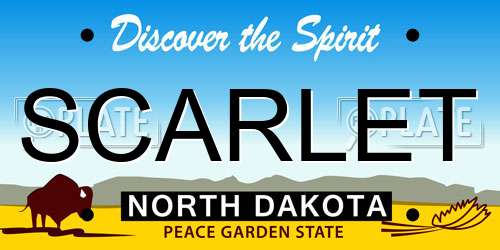 SCARLET North Dakota License Plate