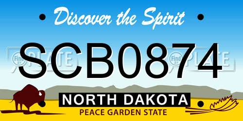 SCB0874 North Dakota License Plate