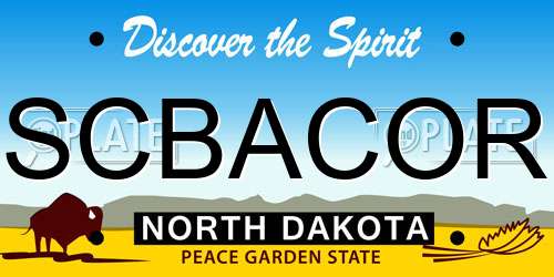 SCBACOR North Dakota License Plate