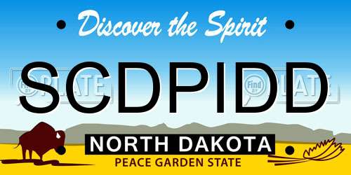 SCDPIDD North Dakota License Plate
