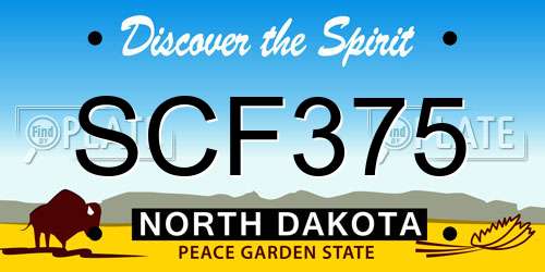 SCF375 North Dakota License Plate