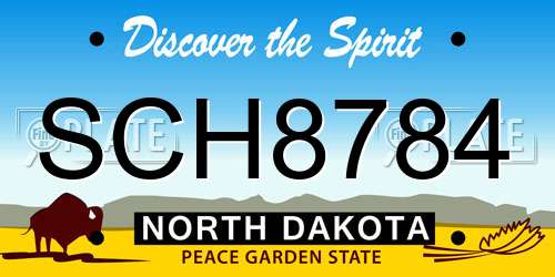SCH8784 North Dakota License Plate