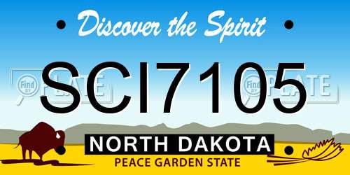 SCI7105 North Dakota License Plate