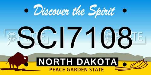 SCI7108 North Dakota License Plate