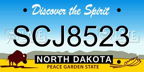 SCJ8523 North Dakota License Plate