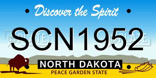 SCN1952 North Dakota License Plate