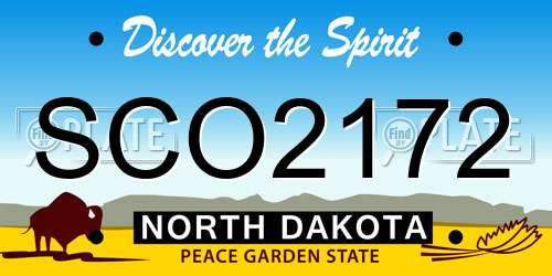 SCO2172 North Dakota License Plate