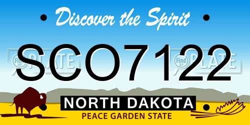 SCO7122 North Dakota License Plate