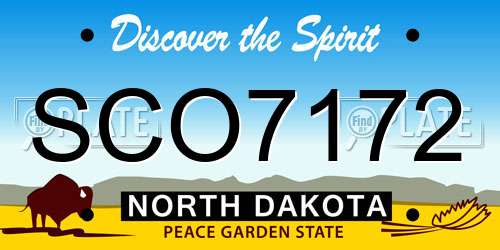 SCO7172 North Dakota License Plate