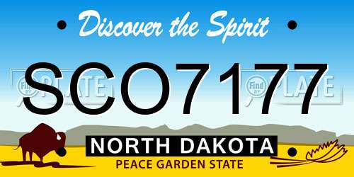 SCO7177 North Dakota License Plate