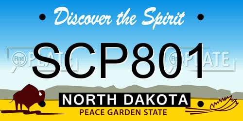 SCP801 North Dakota License Plate