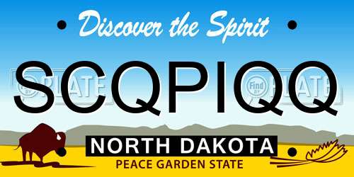 SCQPIQQ North Dakota License Plate