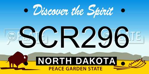 SCR296 North Dakota License Plate