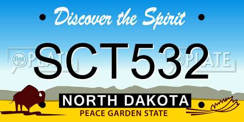 SCT532 North Dakota License Plate
