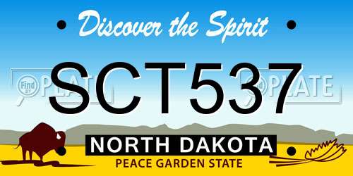 SCT537 North Dakota License Plate