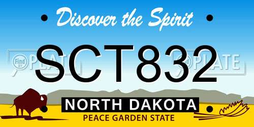 SCT832 North Dakota License Plate