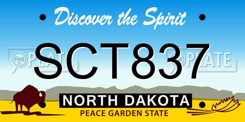 SCT837 North Dakota License Plate