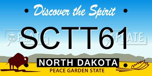 SCTT61 North Dakota License Plate
