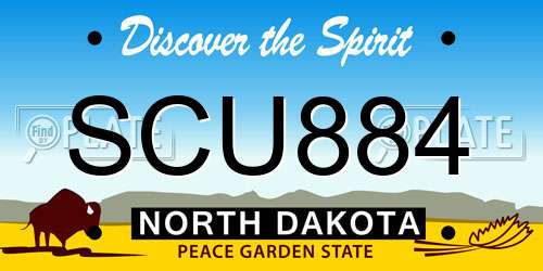SCU884 North Dakota License Plate