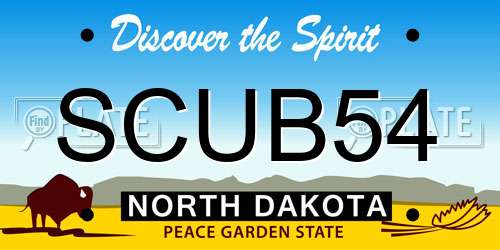 SCUB54 North Dakota License Plate