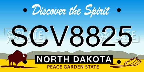 SCV8825 North Dakota License Plate
