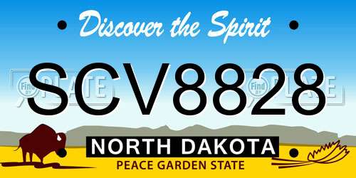 SCV8828 North Dakota License Plate