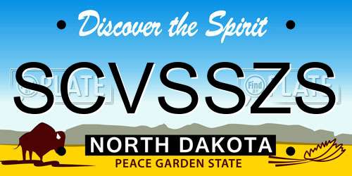 SCVSSZS North Dakota License Plate