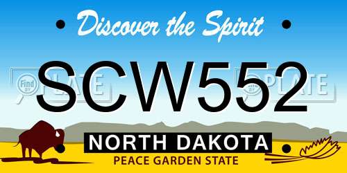 SCW552 North Dakota License Plate