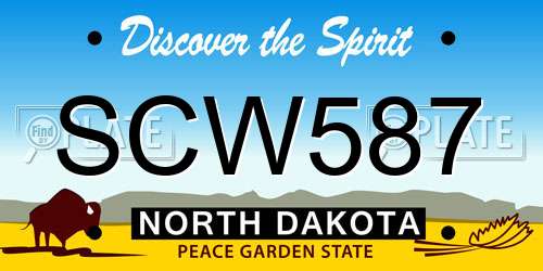 SCW587 North Dakota License Plate