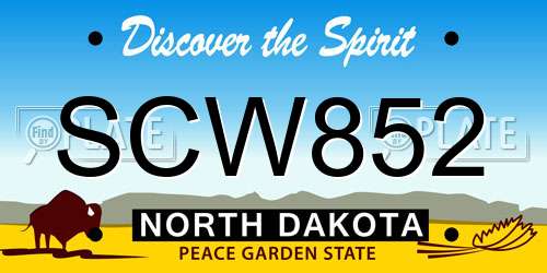 SCW852 North Dakota License Plate