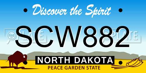 SCW882 North Dakota License Plate