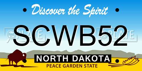 SCWB52 North Dakota License Plate