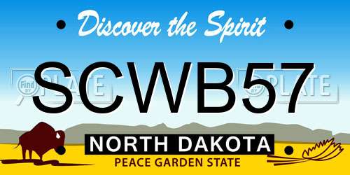 SCWB57 North Dakota License Plate