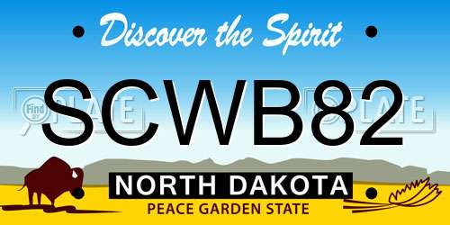 SCWB82 North Dakota License Plate