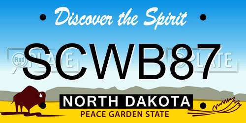 SCWB87 North Dakota License Plate