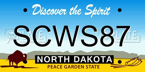 SCWS87 North Dakota License Plate