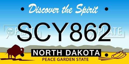 SCY862 North Dakota License Plate