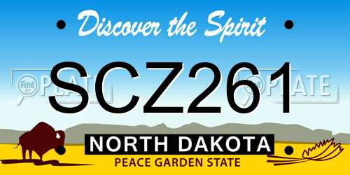 SCZ261 North Dakota License Plate