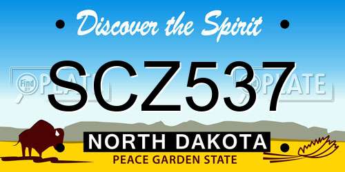 SCZ537 North Dakota License Plate