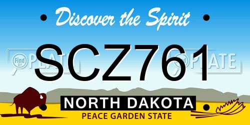 SCZ761 North Dakota License Plate