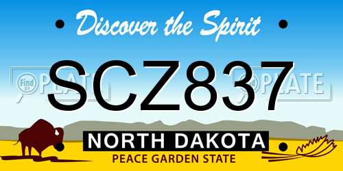 SCZ837 North Dakota License Plate
