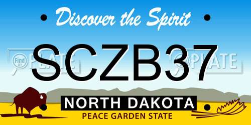 SCZB37 North Dakota License Plate