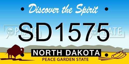 SD1575 North Dakota License Plate