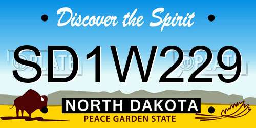 SD1W229 North Dakota License Plate
