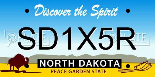 SD1X5R North Dakota License Plate