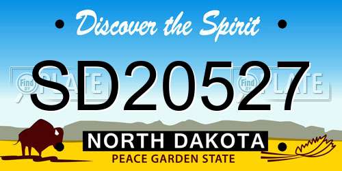 SD20527 North Dakota License Plate