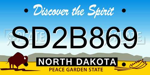 SD2B869 North Dakota License Plate