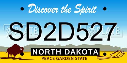 SD2D527 North Dakota License Plate