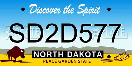 SD2D577 North Dakota License Plate
