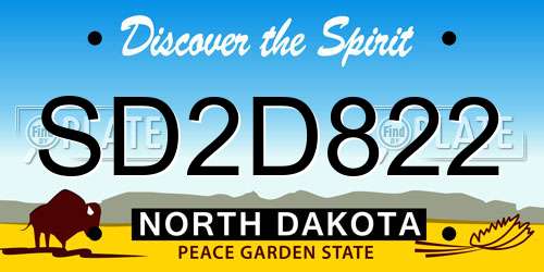 SD2D822 North Dakota License Plate